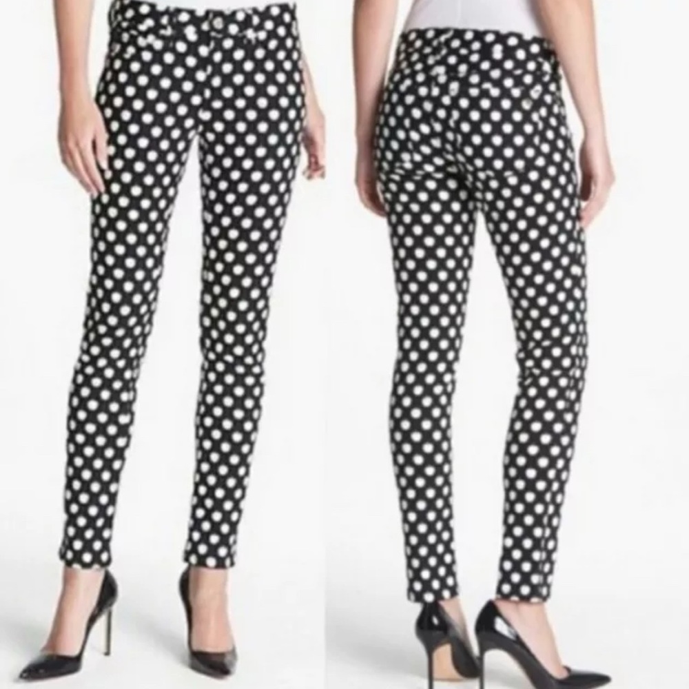 $200 p/o Kate Spade Broome Street Black White Apple Print Ankle Jeans Straight l